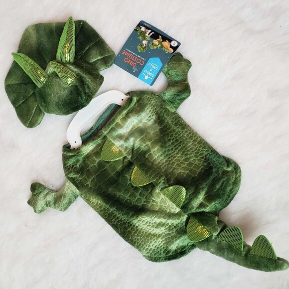 🟠 Thrills & Chills SMALL Triceratops Dinosaur Pet Dog 2-piece Halloween Costume - Picture 2 of 16